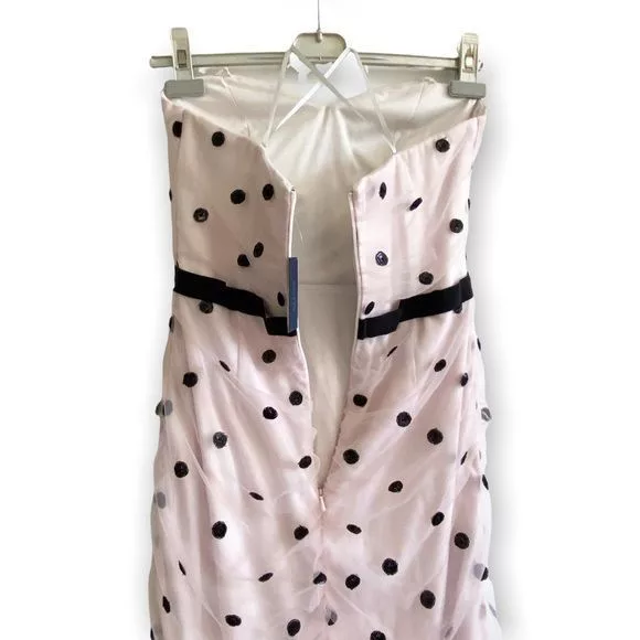Marchesa Midi Dresses Marchesa Notte Strapless Sequin Polka Dot Tulle Cocktail Dre Multi
