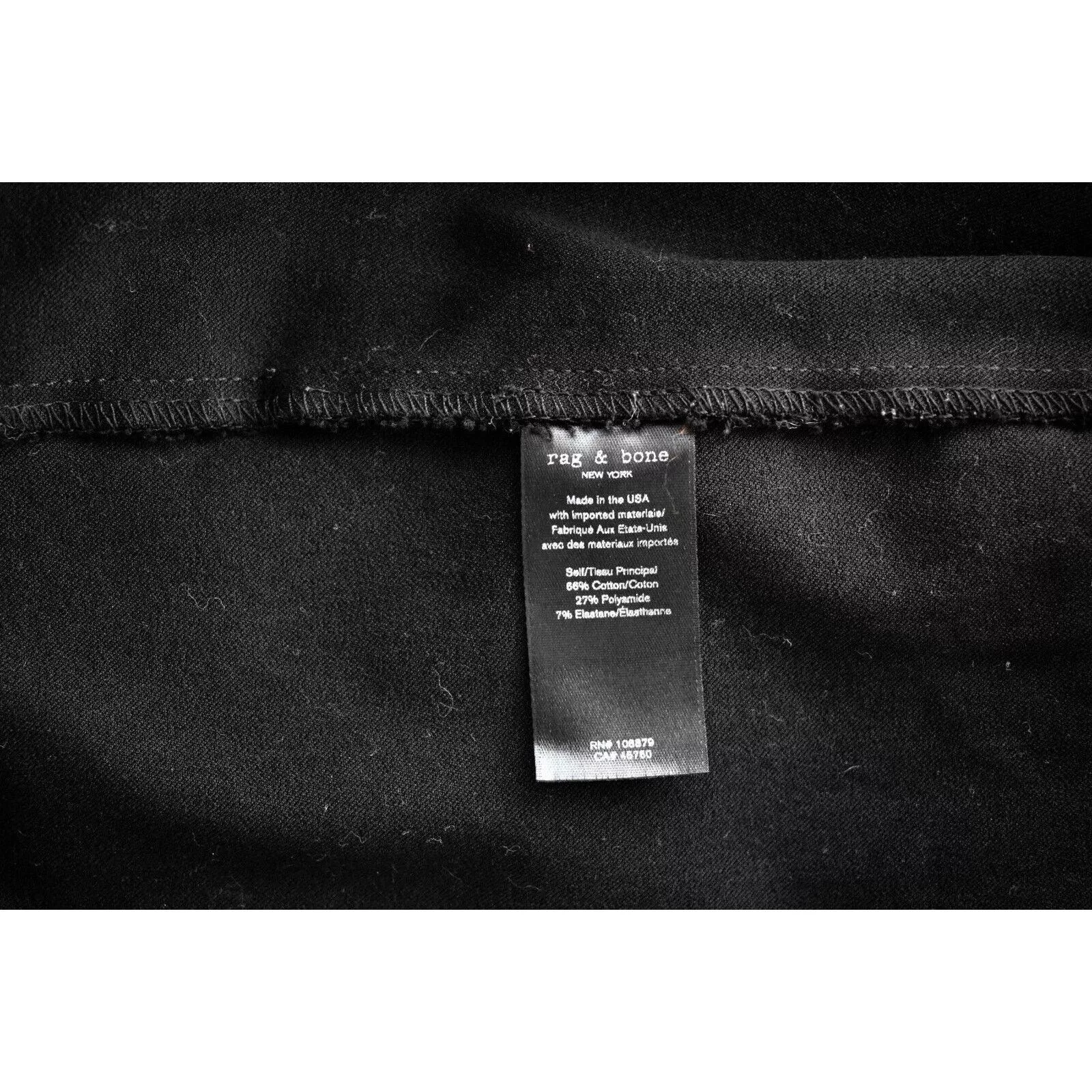 Rag & Bone Pants RAG & BONE Black Stretch Back Zip Slim Fit Pants Sz 10