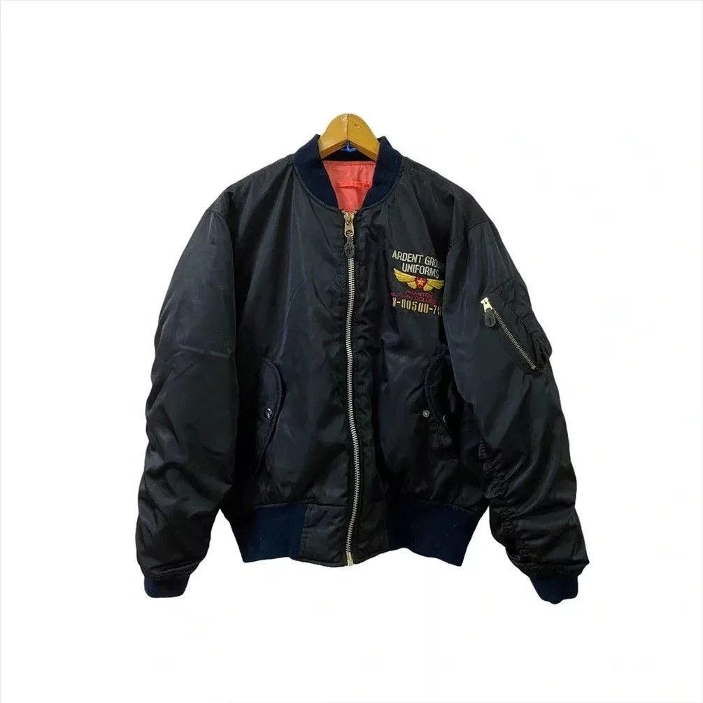 Vintage Bombers Vintage SPIRITUAL BASIC PHANTOM MILITARY COLLECTION FLIGHT JACKET Black