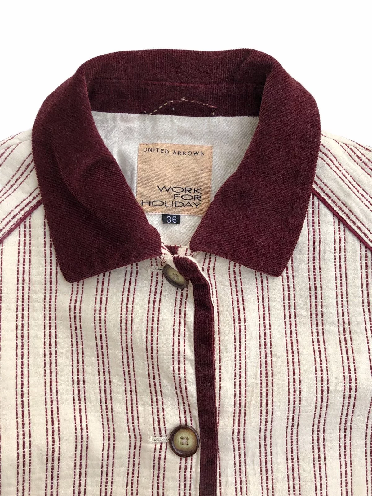 United Arrows Light Jackets United Arrows Stripes Stitching Button Jacket White
