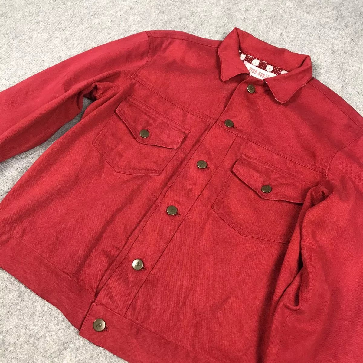 Japanese Brand Denim Jackets Japanese Brand × Pink House PINK HOUSE TYPE 2 STYLE DOUBLE POCKET JACKET Red