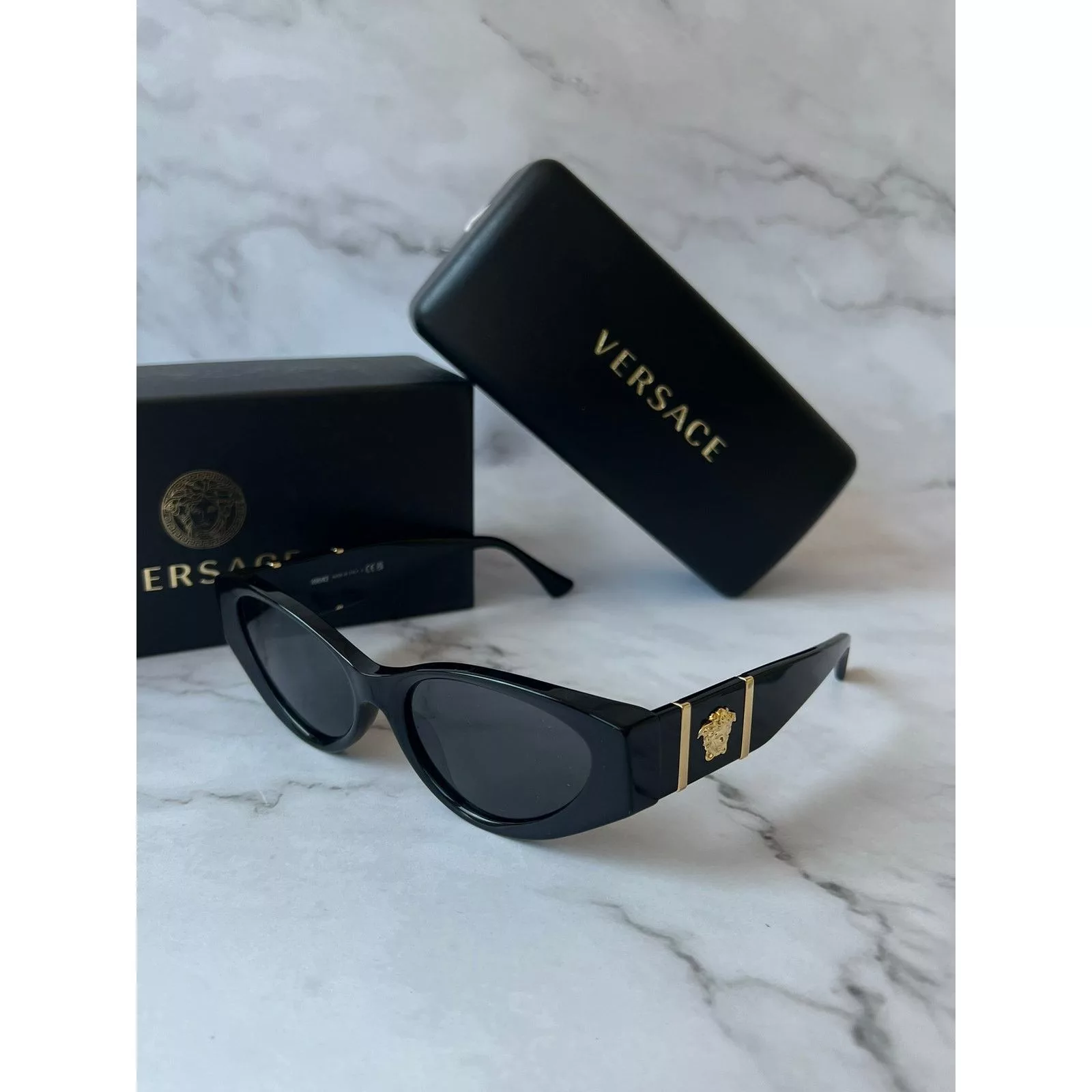 Versace Sunglasses Versace VE4454 Cat Eye Sunglasses in Black
