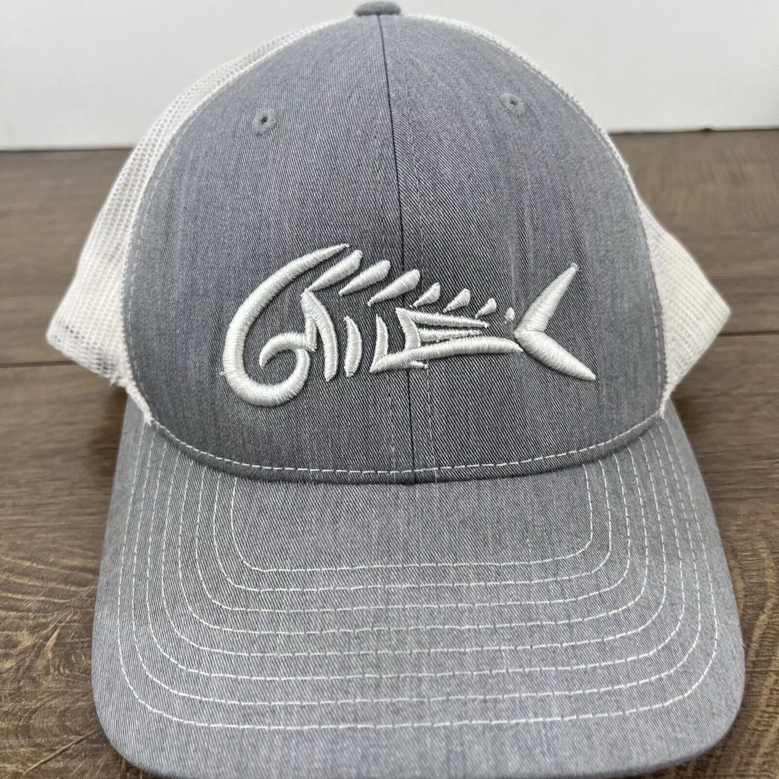 Other Hats Other Fish Skeleton Hat Fish Skull Snapback Hat Gray Adjustable Ha