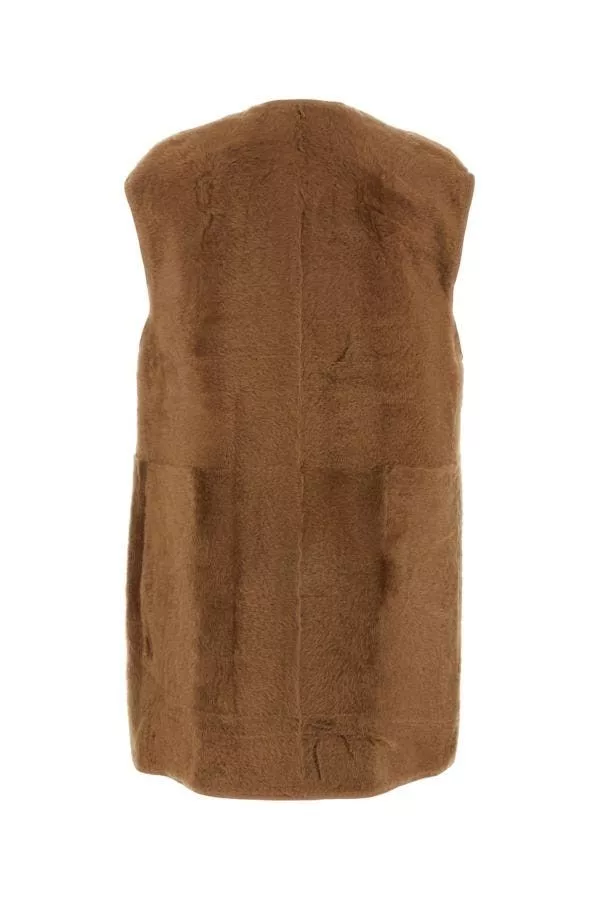 Max Mara Coats Max Mara Biscuit Shearling Effige Sleeveless Coat Multi