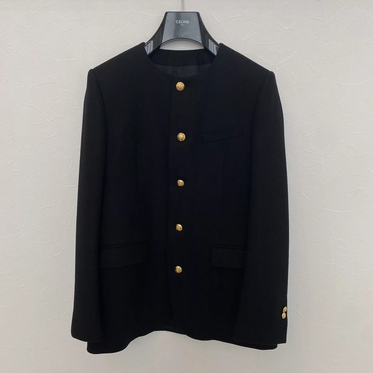 Celine Blazers Celine × Dior × Saint Laurent Paris CELINE JACKET FW21 Flannel Rectangle Jacket Teen Knight Poem Black