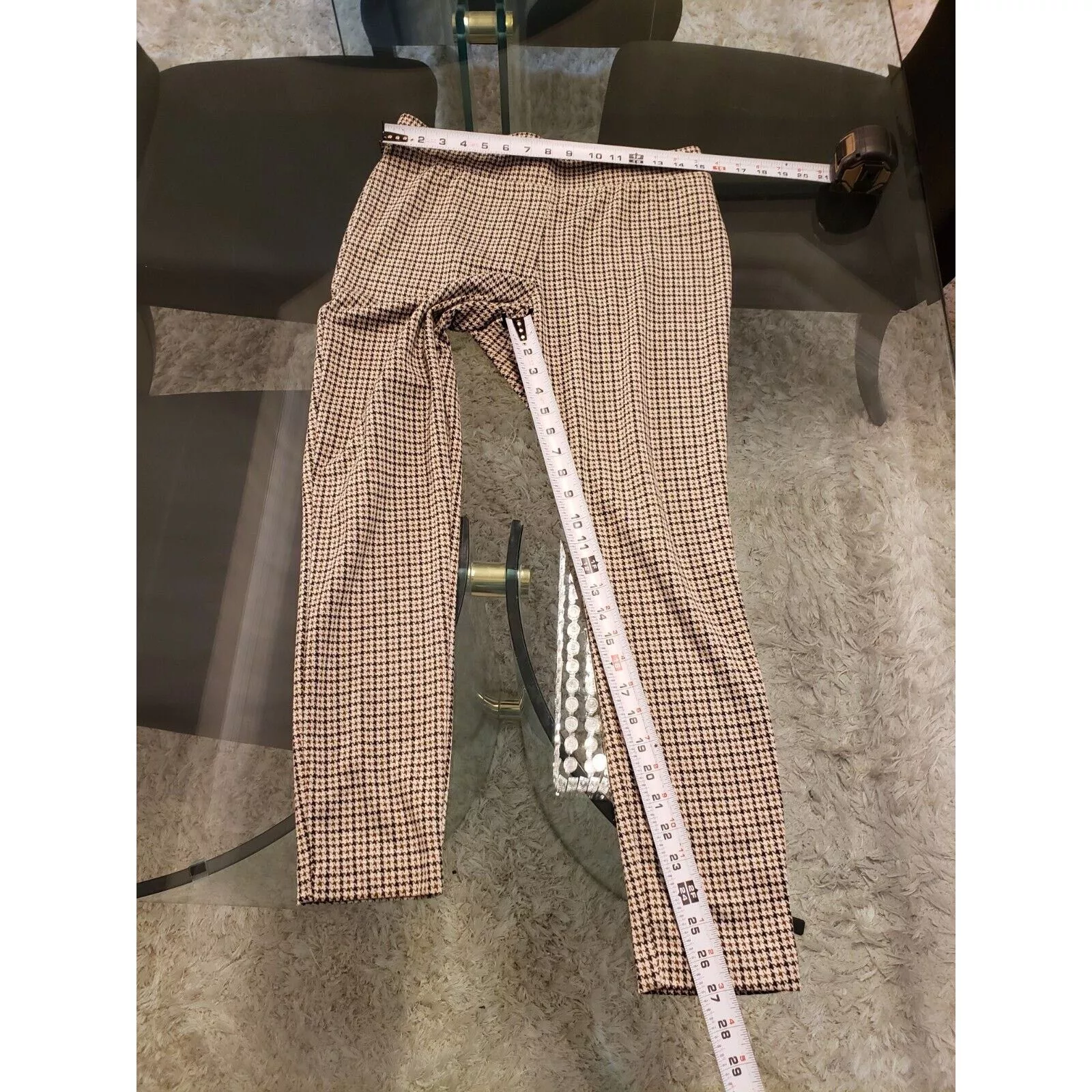 Other Pants Other Cooper & Ella Houndstooth Polyester Straight Leg Pants M Multi