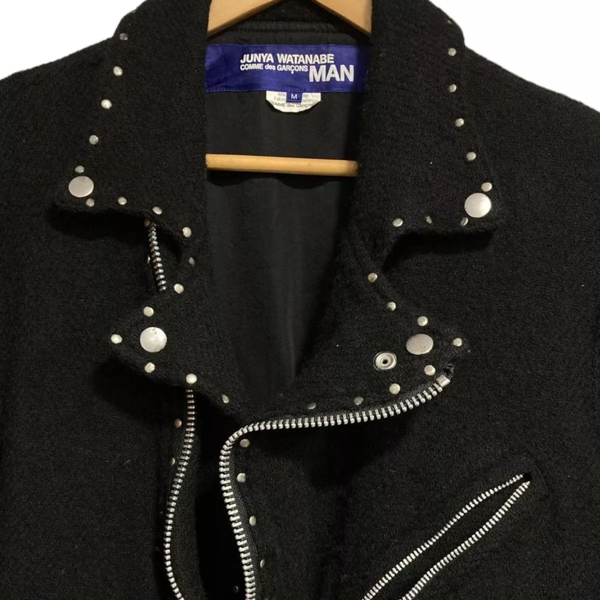Comme des Garcons Light Jackets Comme des Garcons × Junya Watanabe Junya Watanabe stud riders jacket Black