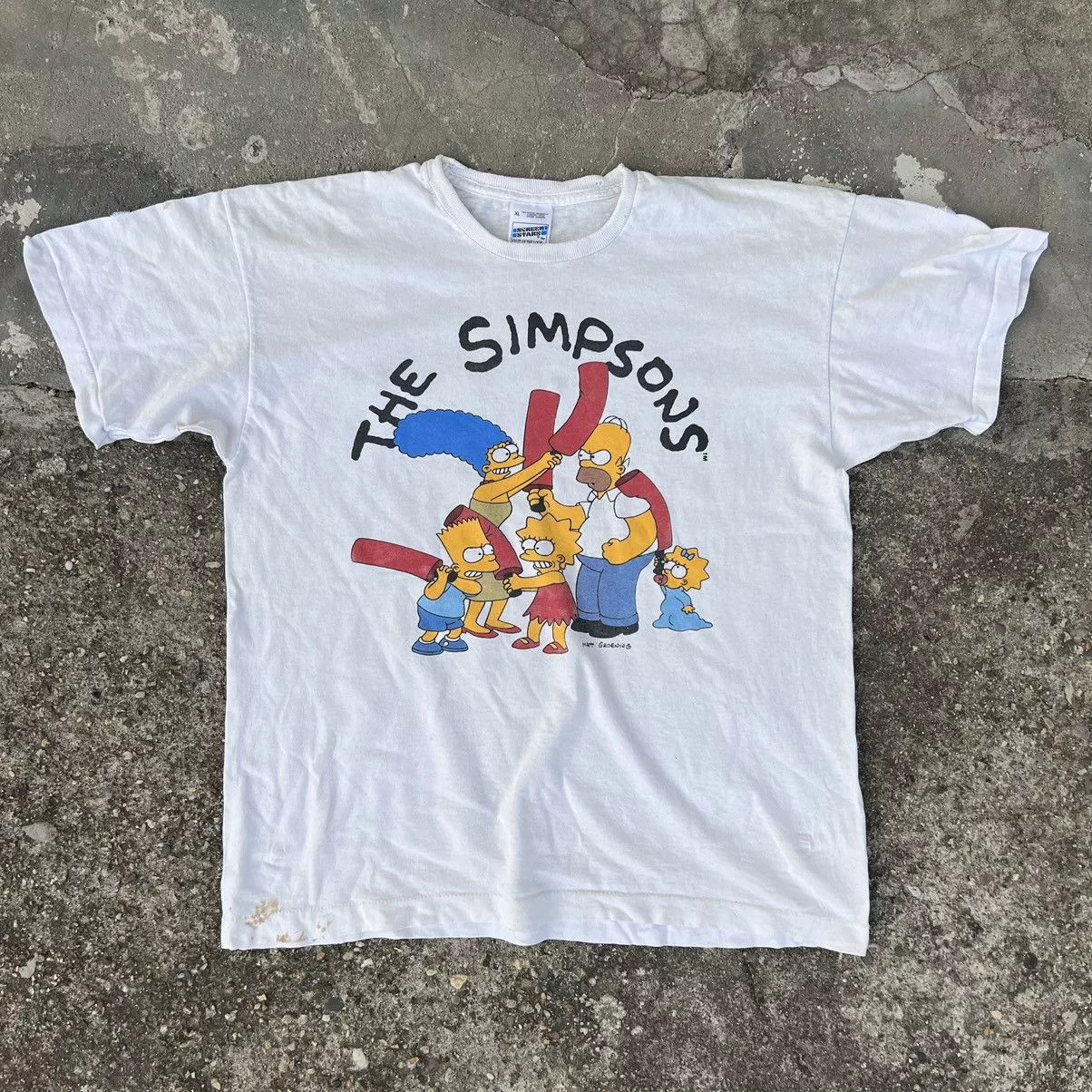The Simpsons Short Sleeve T Shirts The Simpsons × Vintage Vintage 1996 THE SIMPSONS Family Photo T Shirt White