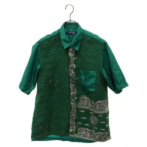 Junya Watanabe Shirts Button Ups Junya Watanabe Shirt Sequin Design Stitch Short Sleeve Green