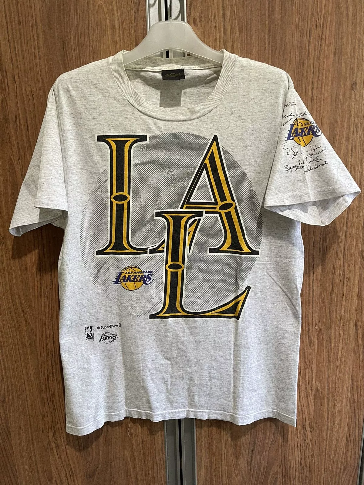 Changes Short Sleeve T Shirts VTG 90’s CHANGES LA LAKERS SINGLE STITCHING T-SHIRT Gray Vintage