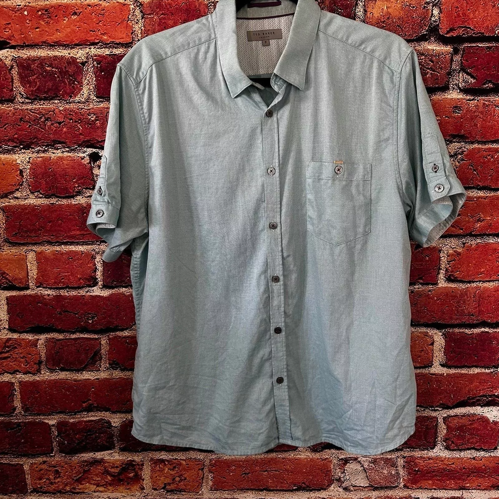 Ted Baker Shirts Button Ups Mens ted baker, short sleeve button down size 5 Beige