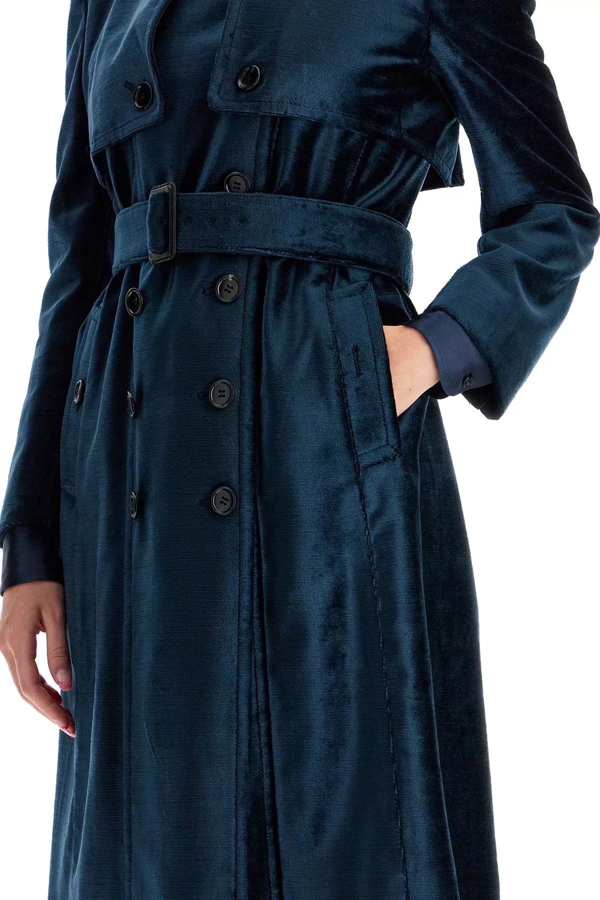 Tom Ford Coats TOM FORD Double-Breasted Velvet Coat With Flame Blue