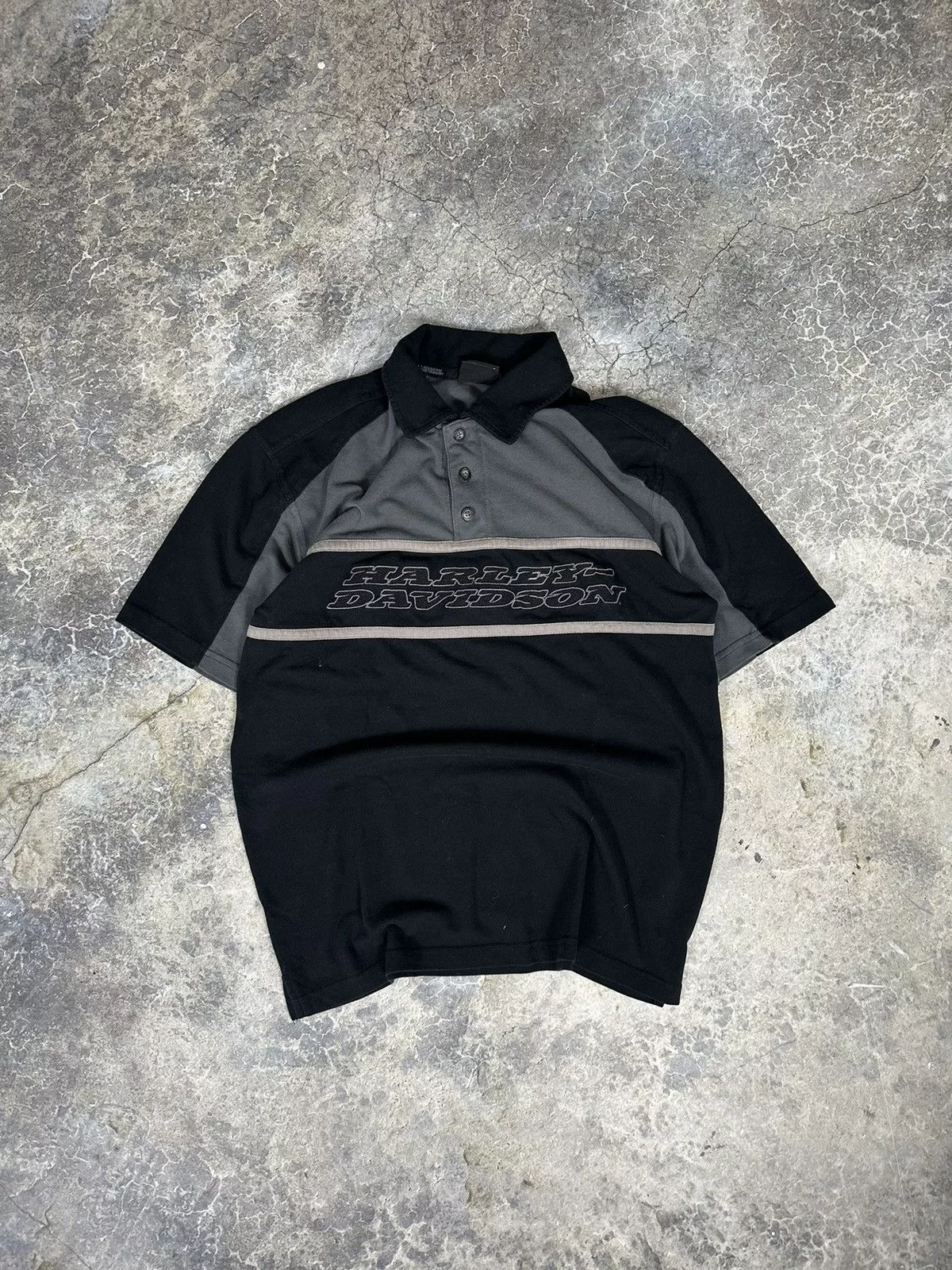 Harley Davidson Polos Harley Davidson × Vintage Vintage Harley Davidson Mechanic Polo Tee Black