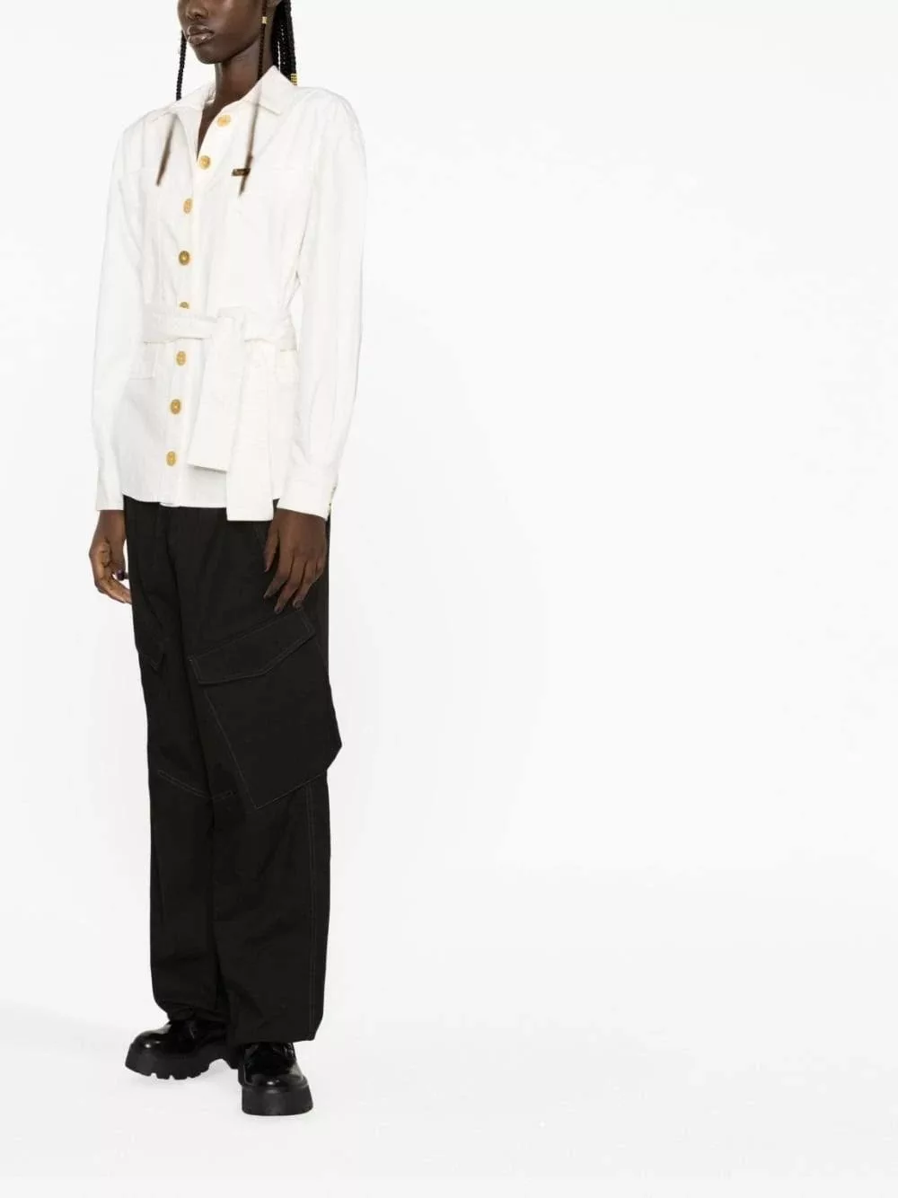 Balmain Blouses Balmain o1w1db10624 Denim Overshirt in White