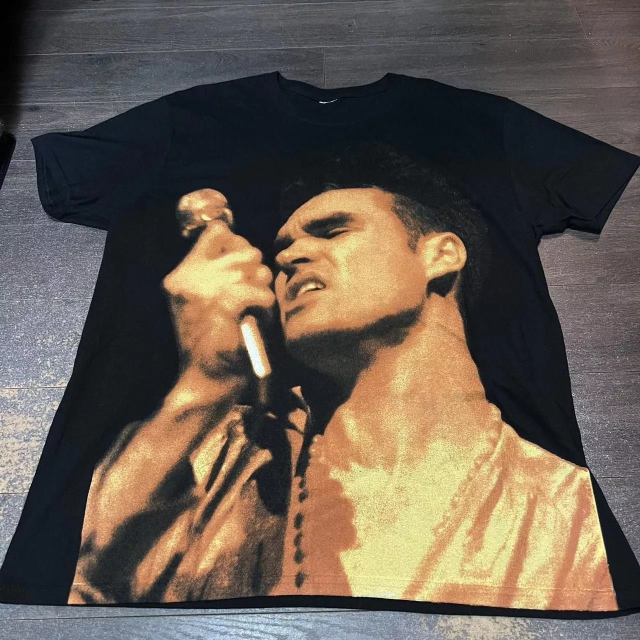Designer Short Sleeve T Shirts Designer Classic Morrisey Big Print T Shirt 00s XL Black