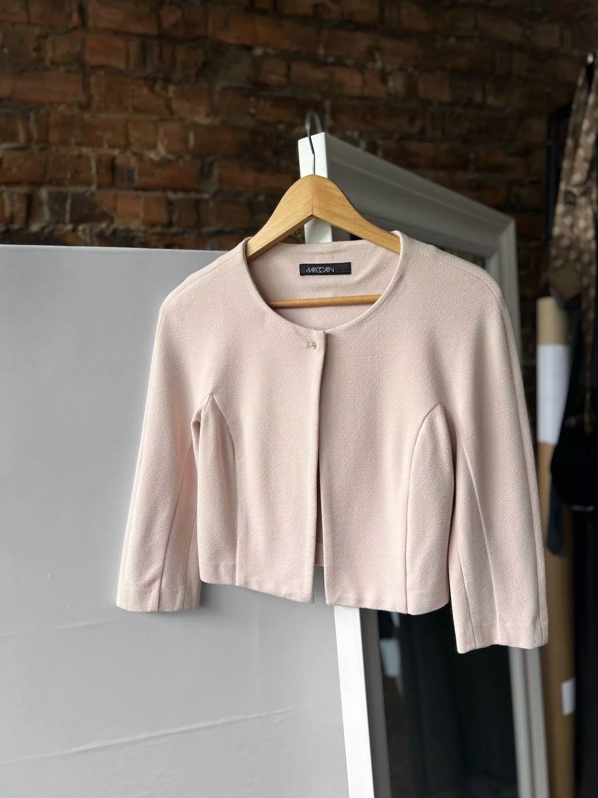 Designer Blazers Designer Marc Cain Women’s Premium Half Sleeve Blazer Jacket Cropped Brown Streetwear