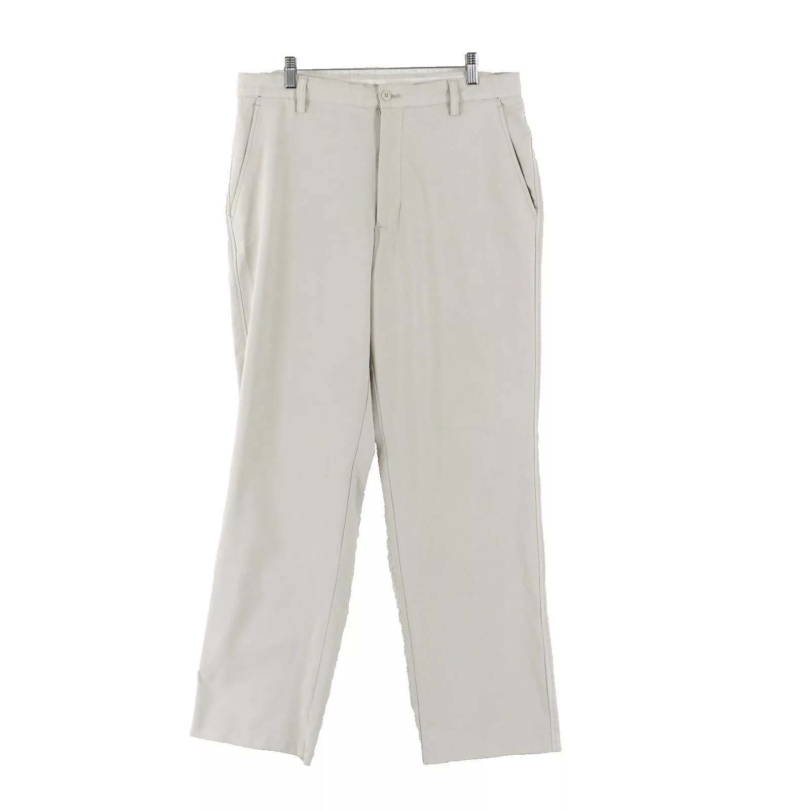 Footjoy Casual Pants Footjoy Gray Cream GOlf Mid Rise Flat Front Polyester Spande