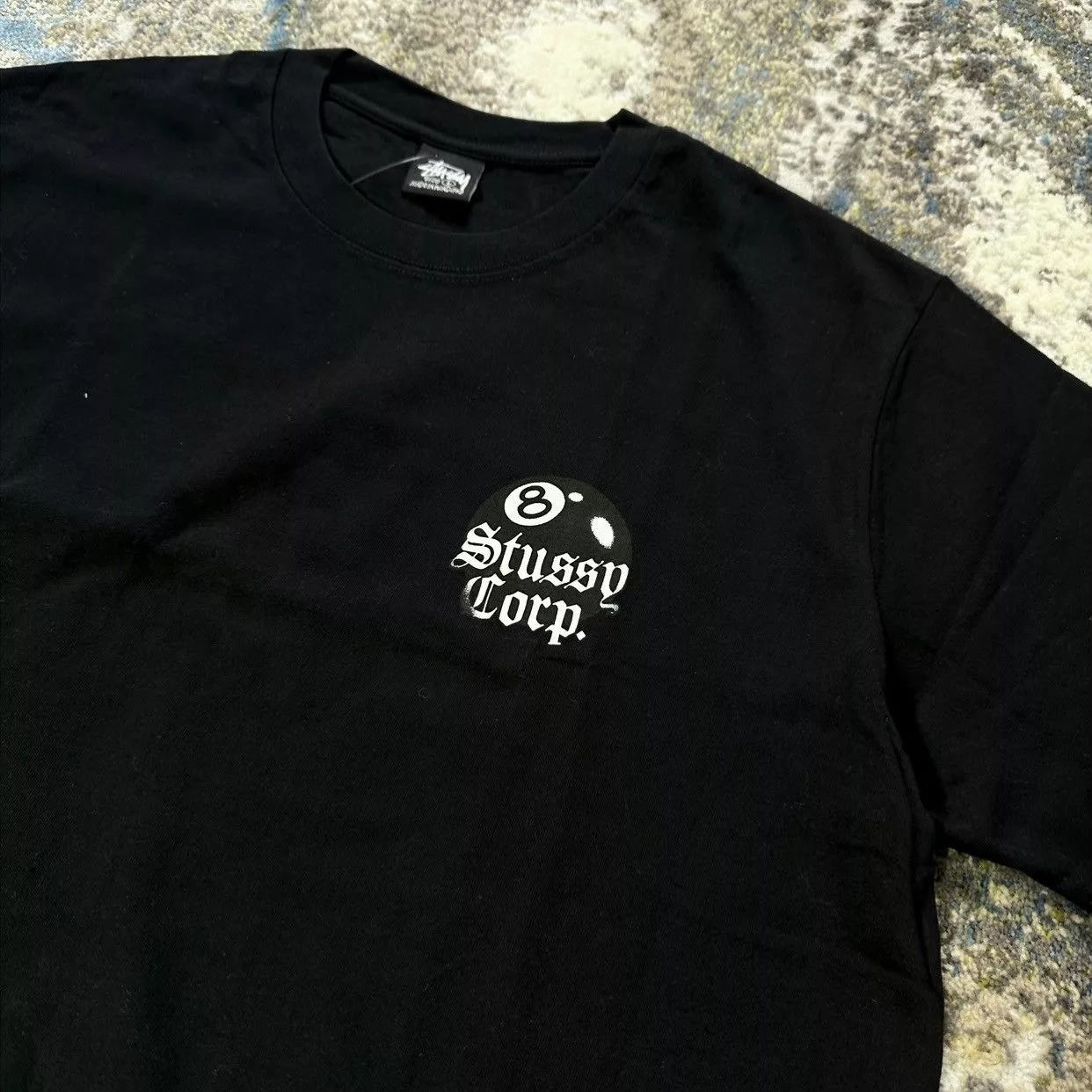 Stussy Short Sleeve T Shirts STUSSY 8 BALL CORP Black