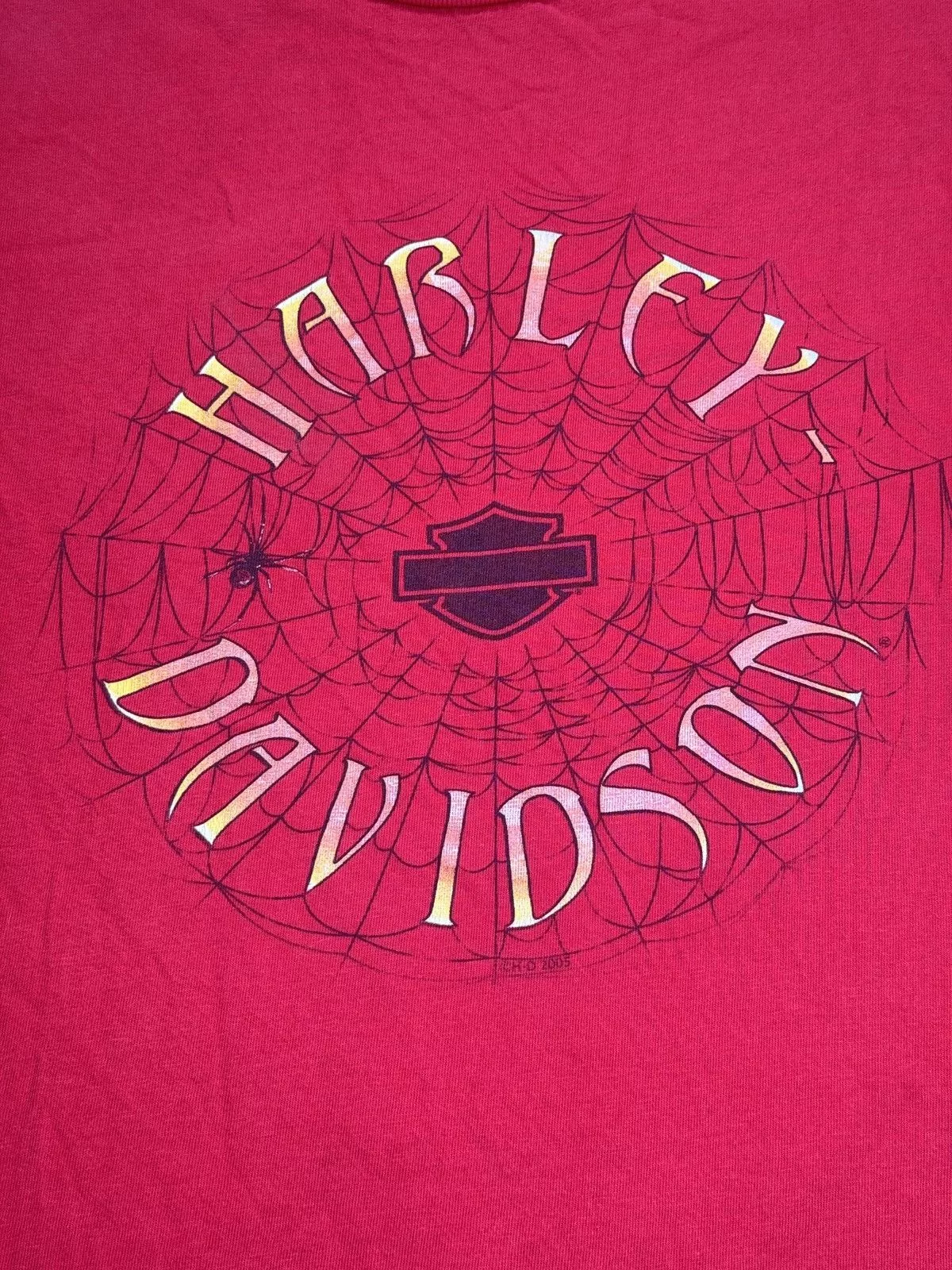 Harley Davidson Short Sleeve T Shirts Y2K Harley Davidson Spider Web Biker Retro Halloween T Shirt Red