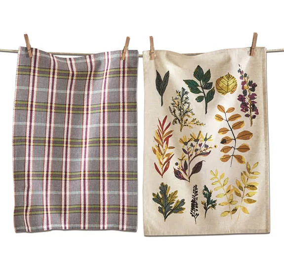 HARVEST FALLING LEAVES DISHTOWEL SET/2