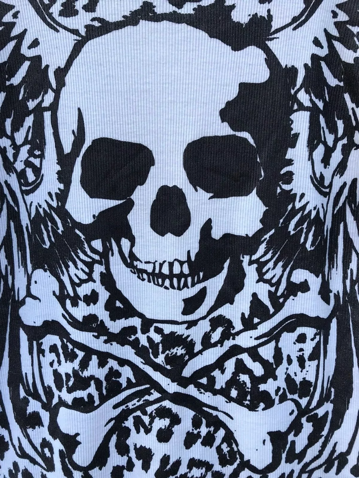 Seditionaries Long Sleeve T Shirts Seditionaries × Vintage 💀Defective Struct Skull Full Print Pleated Long Sleeve White