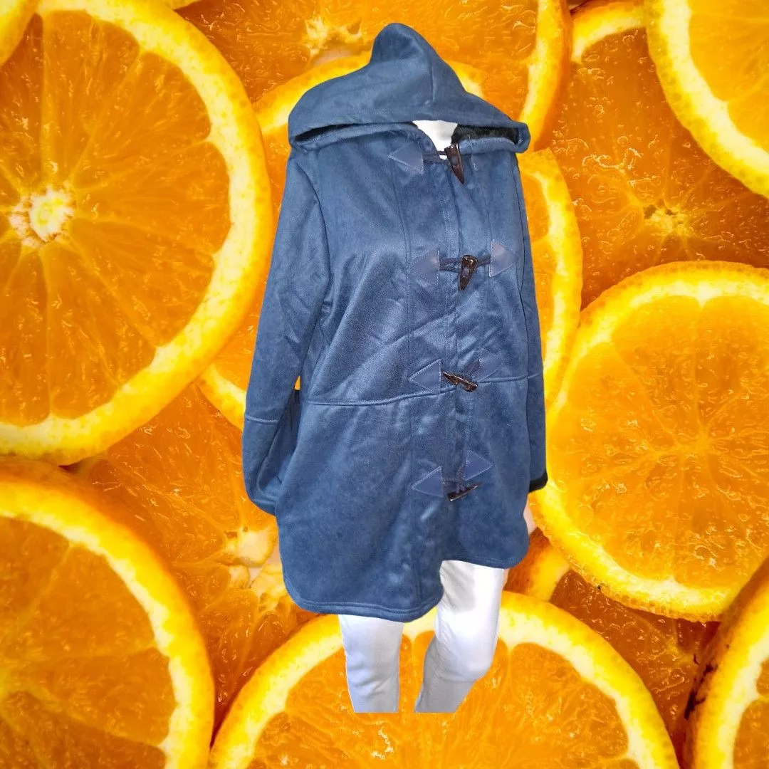 Other Jackets Other Fleece Lined Blue Hooded Lightweight Hook and Loop Coat