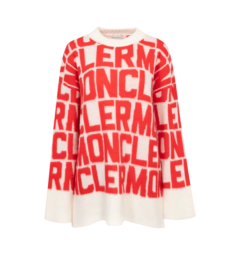 Moncler Sweaters Moncler o1h1sh10624 Sweater in Red & White Multi