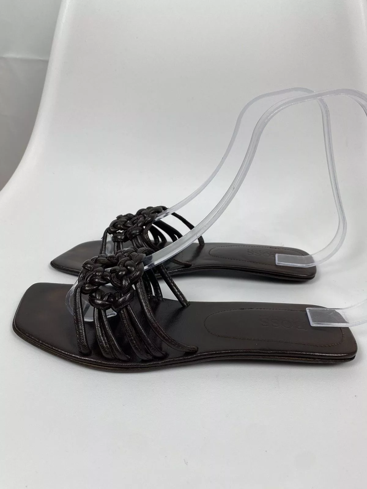 Hugo Boss Flats Hugo Boss Genuine Leather Slides Open Toe size 38 Brown