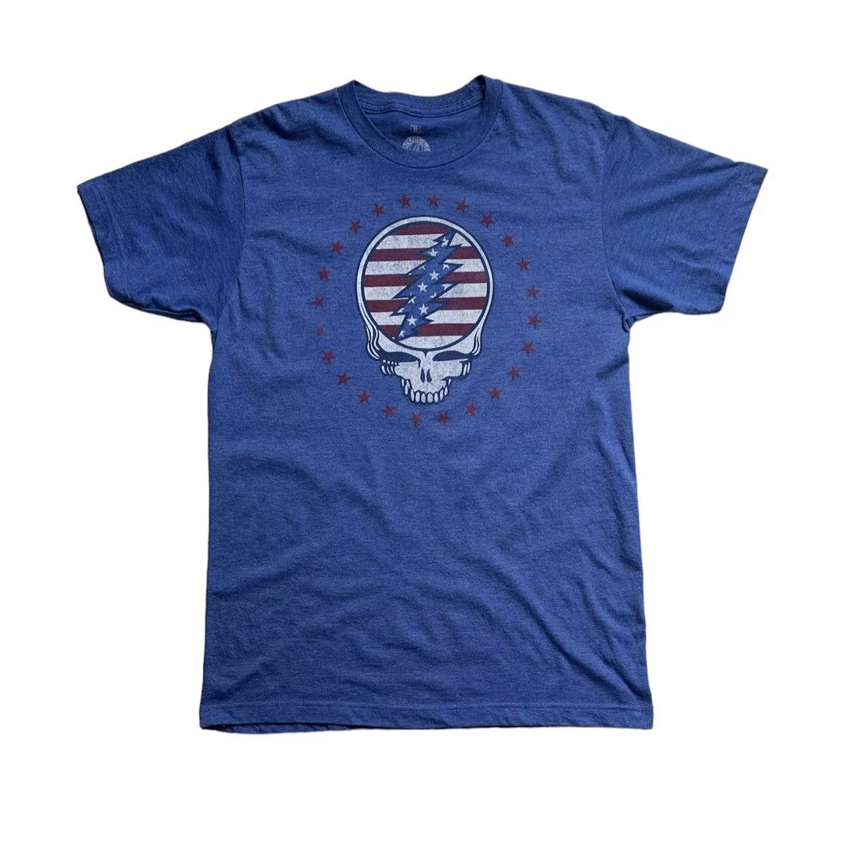 Grateful Dead Short Sleeve T Shirts Grateful Dead × Ripple Junction Grateful Dead Steal Your Face American Logo Tee Blue Streetwear