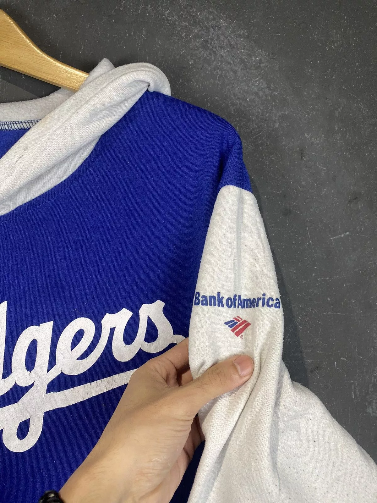 MLB Sweatshirts Hoodies MLB × Vintage 90s MLB Dodgers Thrashed Pullover Hoodie Blue