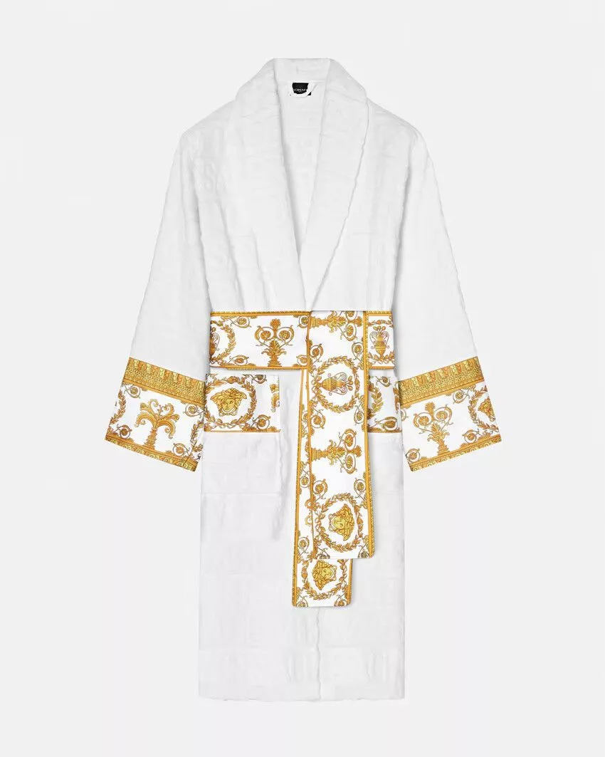 Versace Miscellaneous Versace White / Gold Baroque Embossed Robe