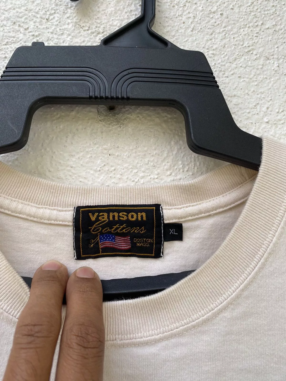 Vanson Leathers Short Sleeve T Shirts Vanson Leathers Vanson Leather Patch & Embroidery Big Logo Very Versatile White Vintage
