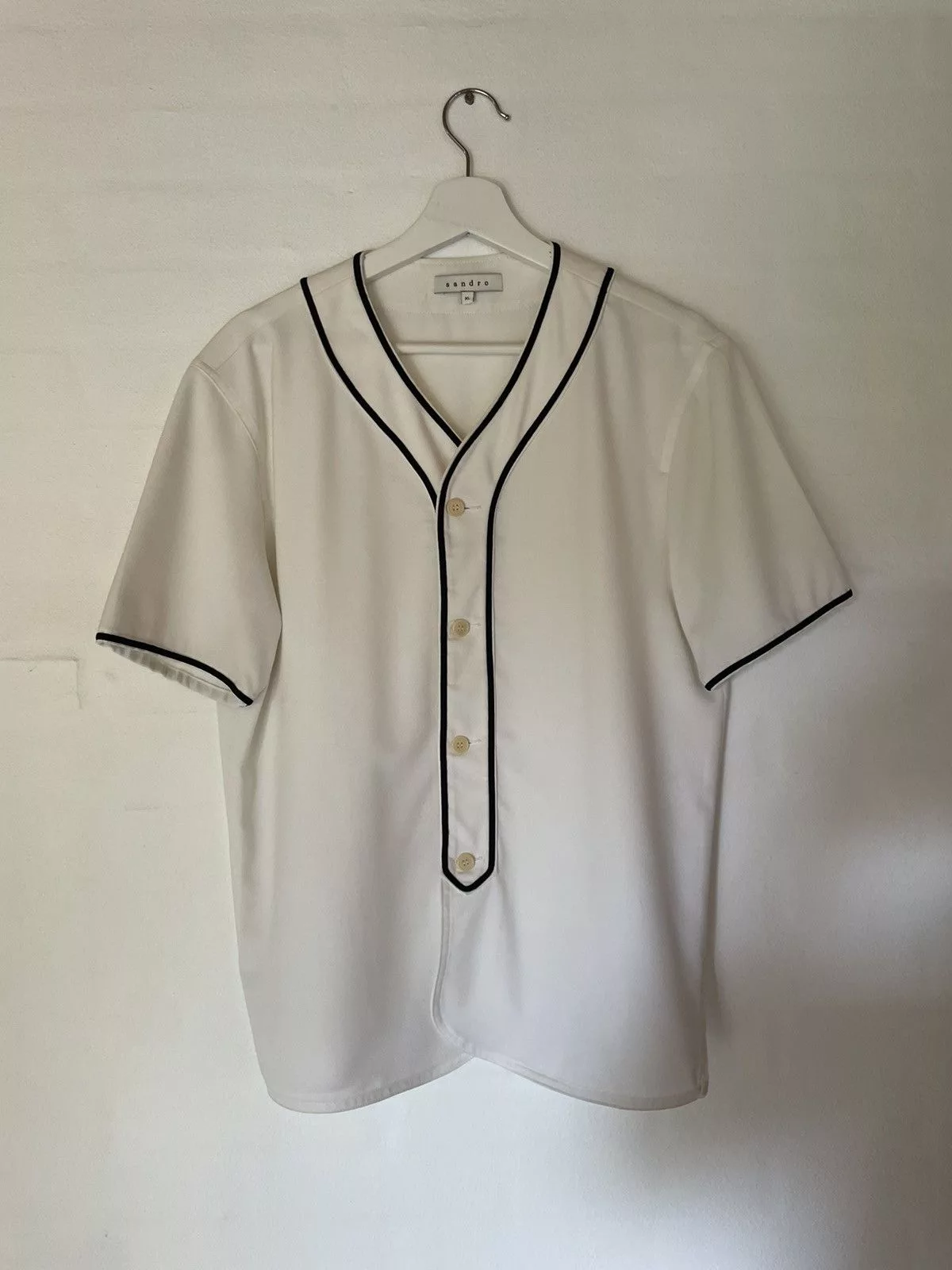 Sandro Shirts Button Ups Sandro Baseball Jersey White