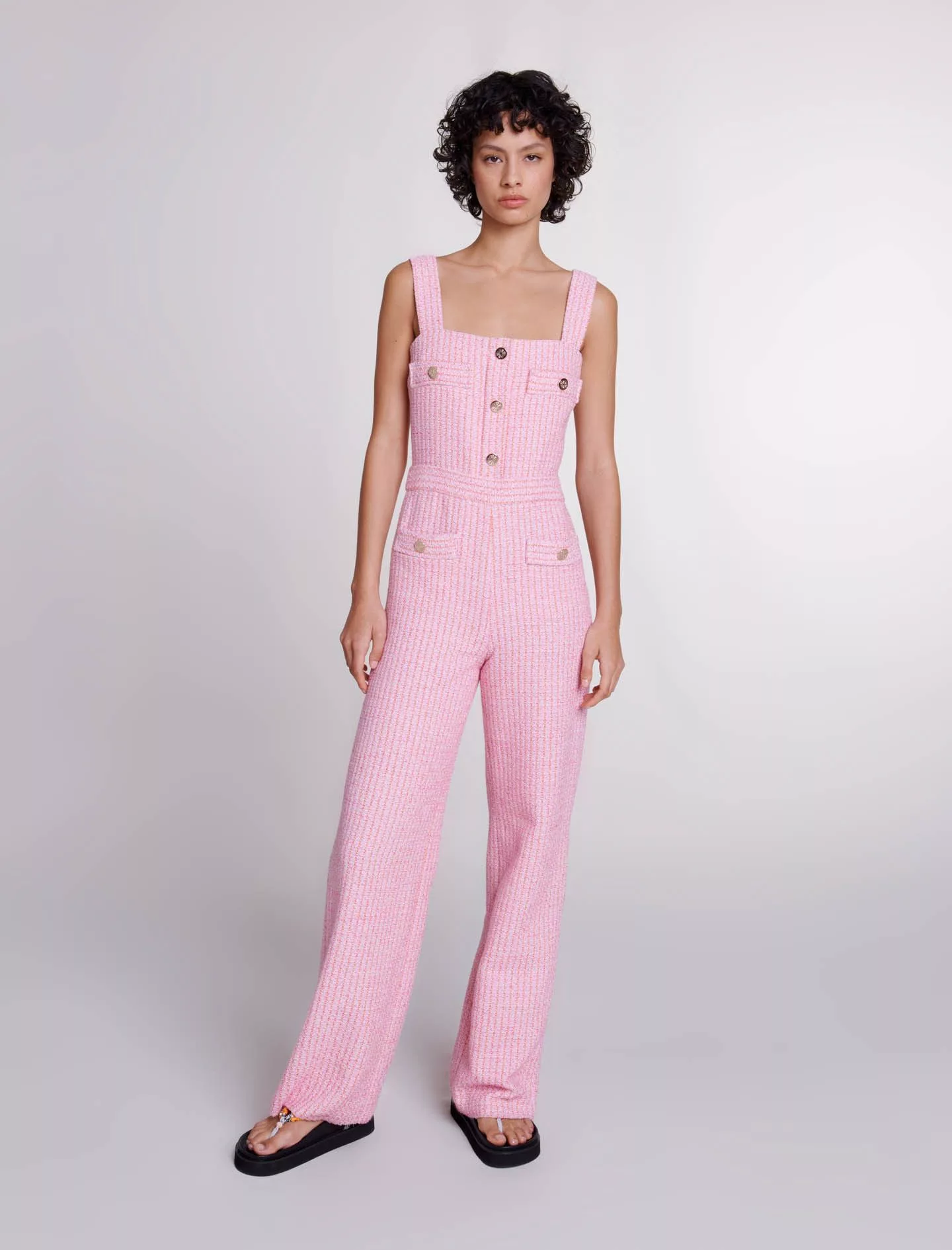 Maje Jumpsuits Maje Pink Orange Tweed Jumpsuit