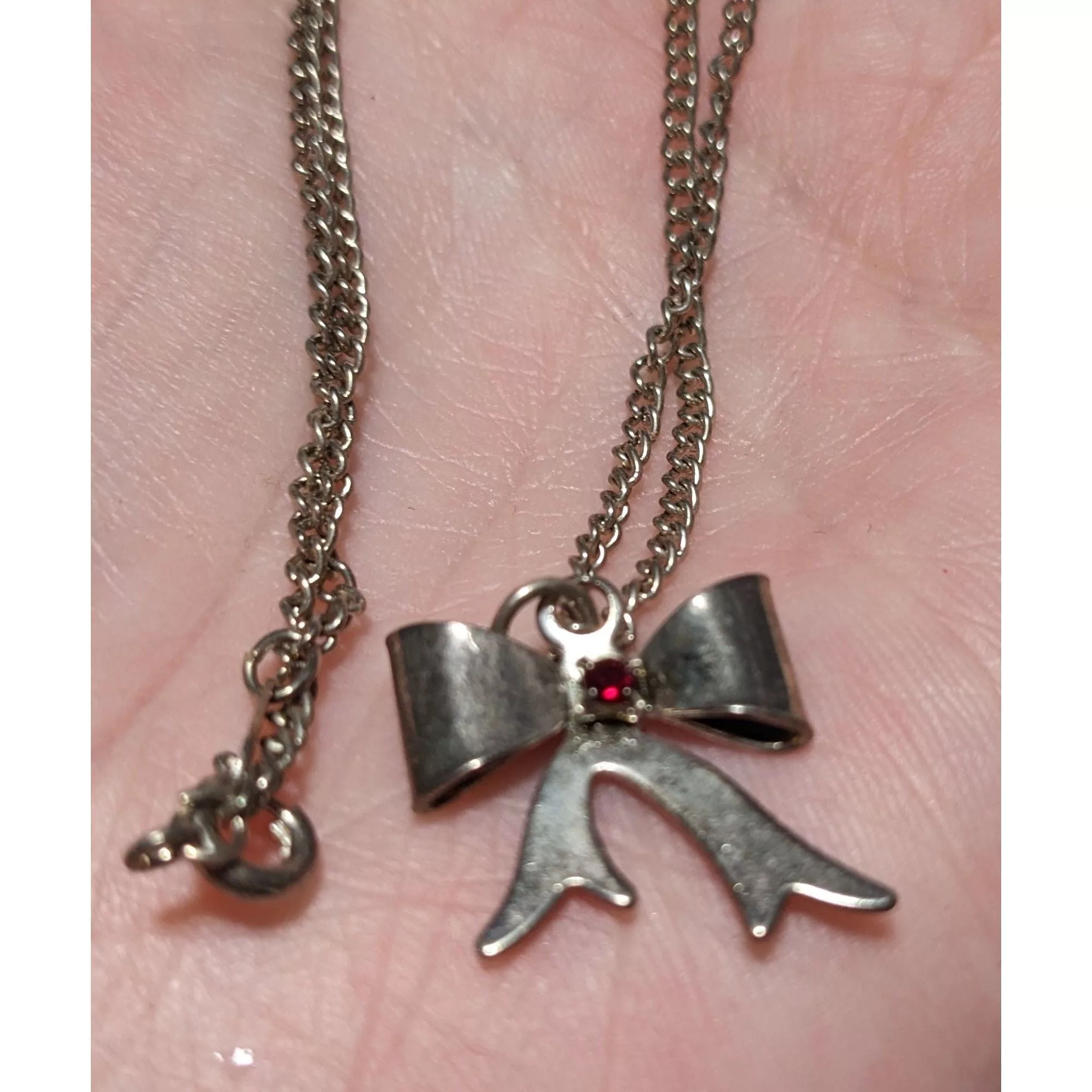 Other Necklaces Other Silver Rhinestone Bow Necklace