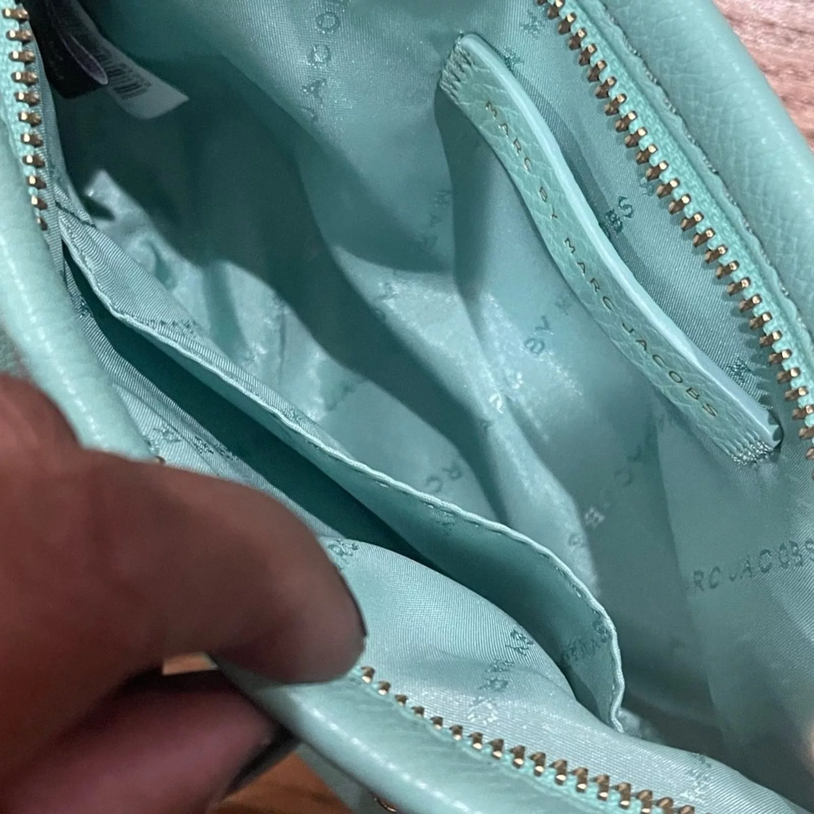 Marc Jacobs Shoulder Bags MARC JACOBS Mint Leather Classic Q Percy Crossbody Bag Green