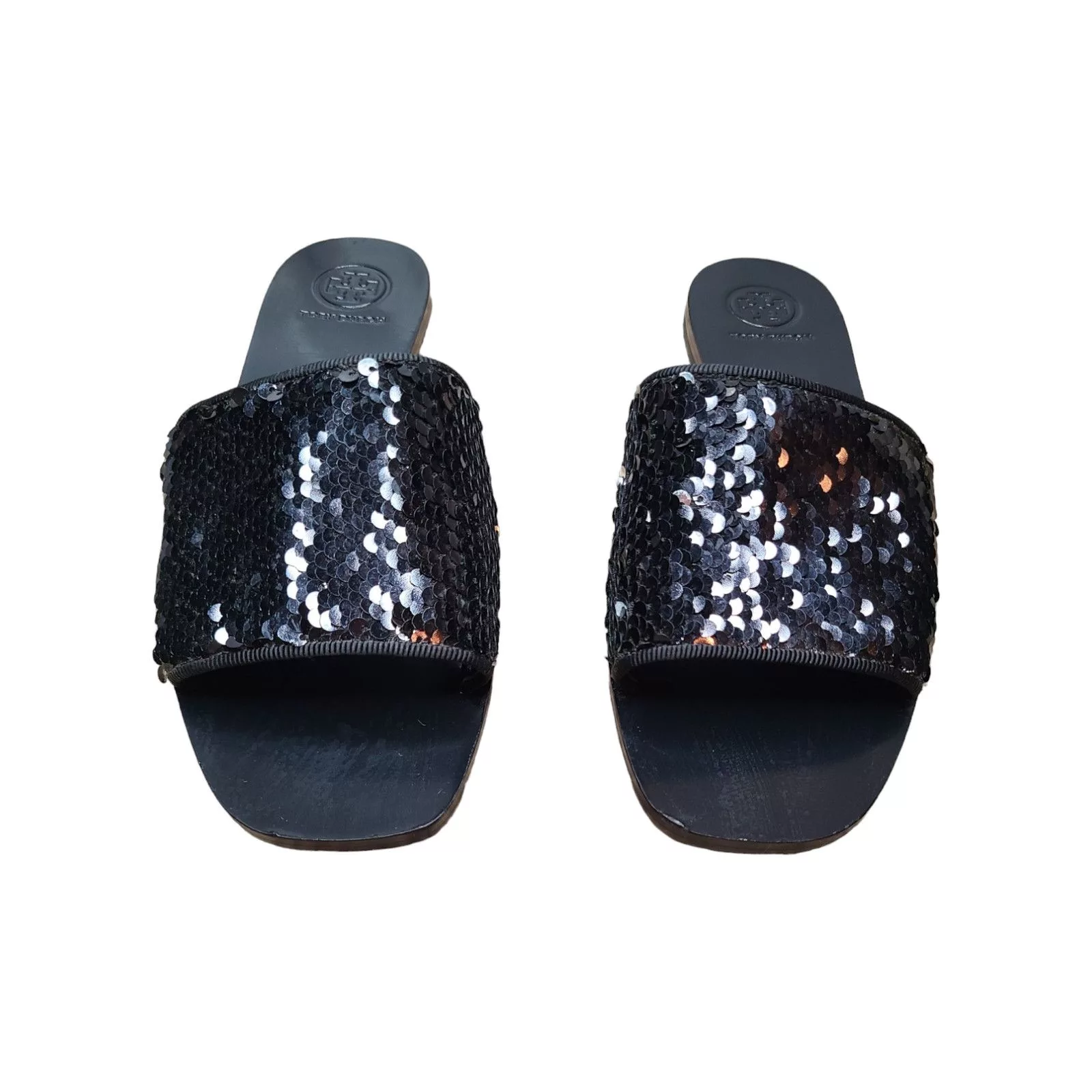 Tory Burch Sandals Tory Burch Carter Black Sequin Slides Sandal Size 7M