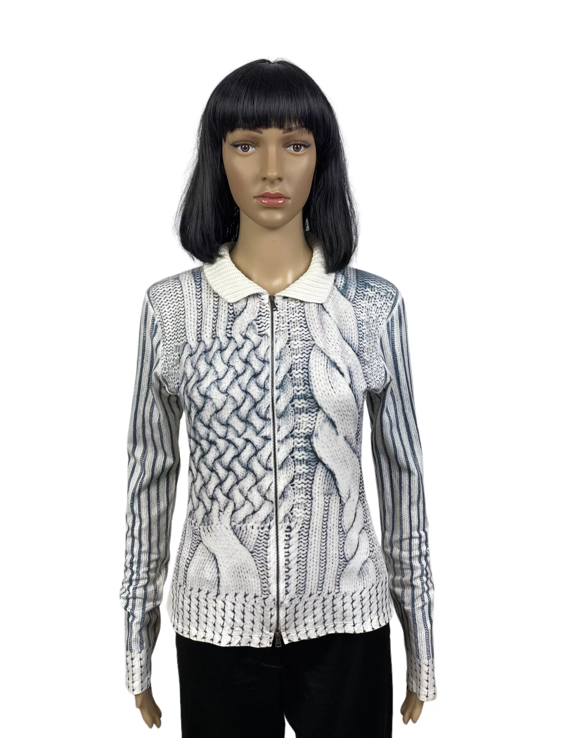 Other Sweaters Other marc cain printed collared knit zip sweater size 3 White