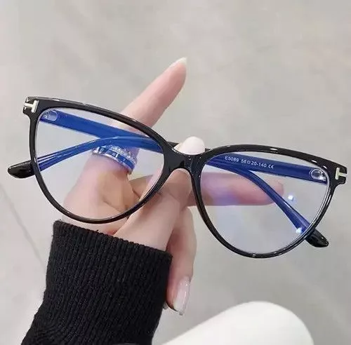 Designer Glasses Designer × Vintage Oversized Metal Cat Eyes glasses for Women , Men Stylish Black Streetwear