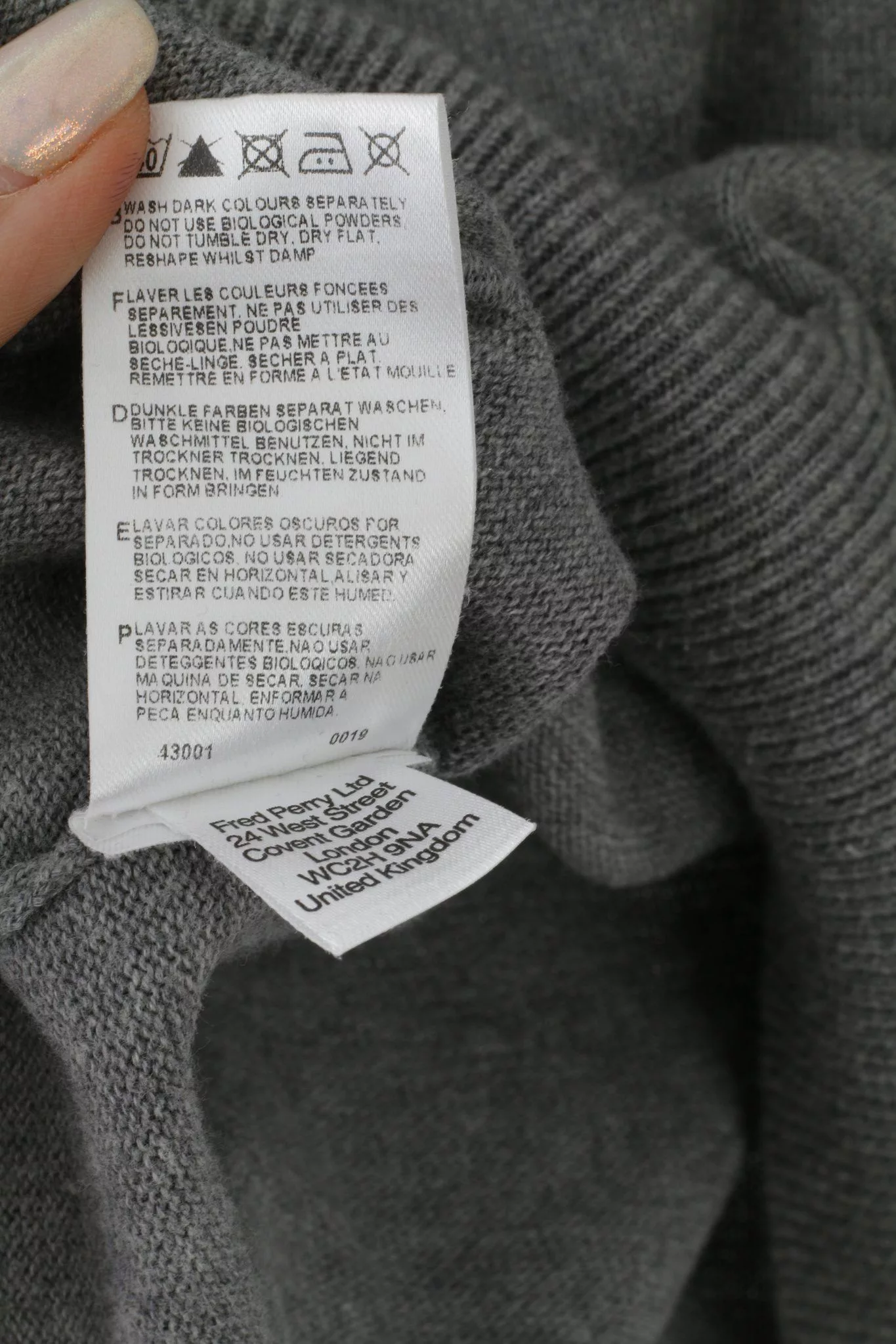 Fred Perry Sweaters Knitwear Fred Perry Mens S Jumper Grey Cotton V Neck Plain Sweater Gray
