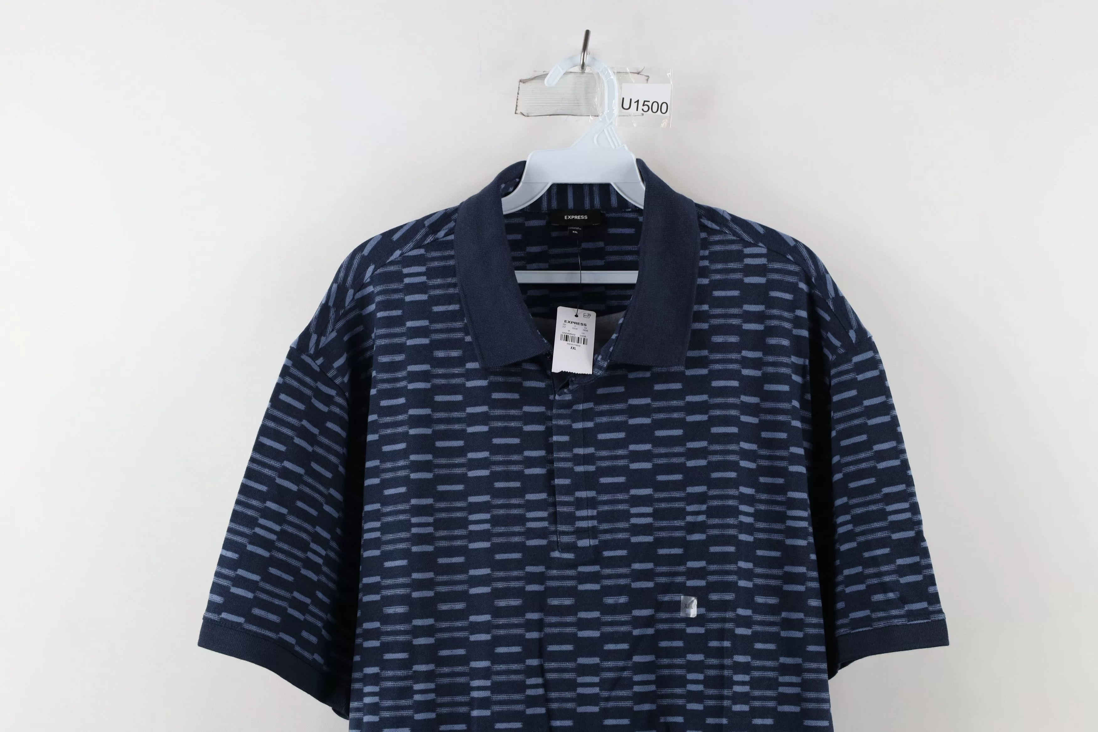 Express Polos Express × Vintage New Express Geometric Knit Stretch Collared Golf Polo Shirt Multi