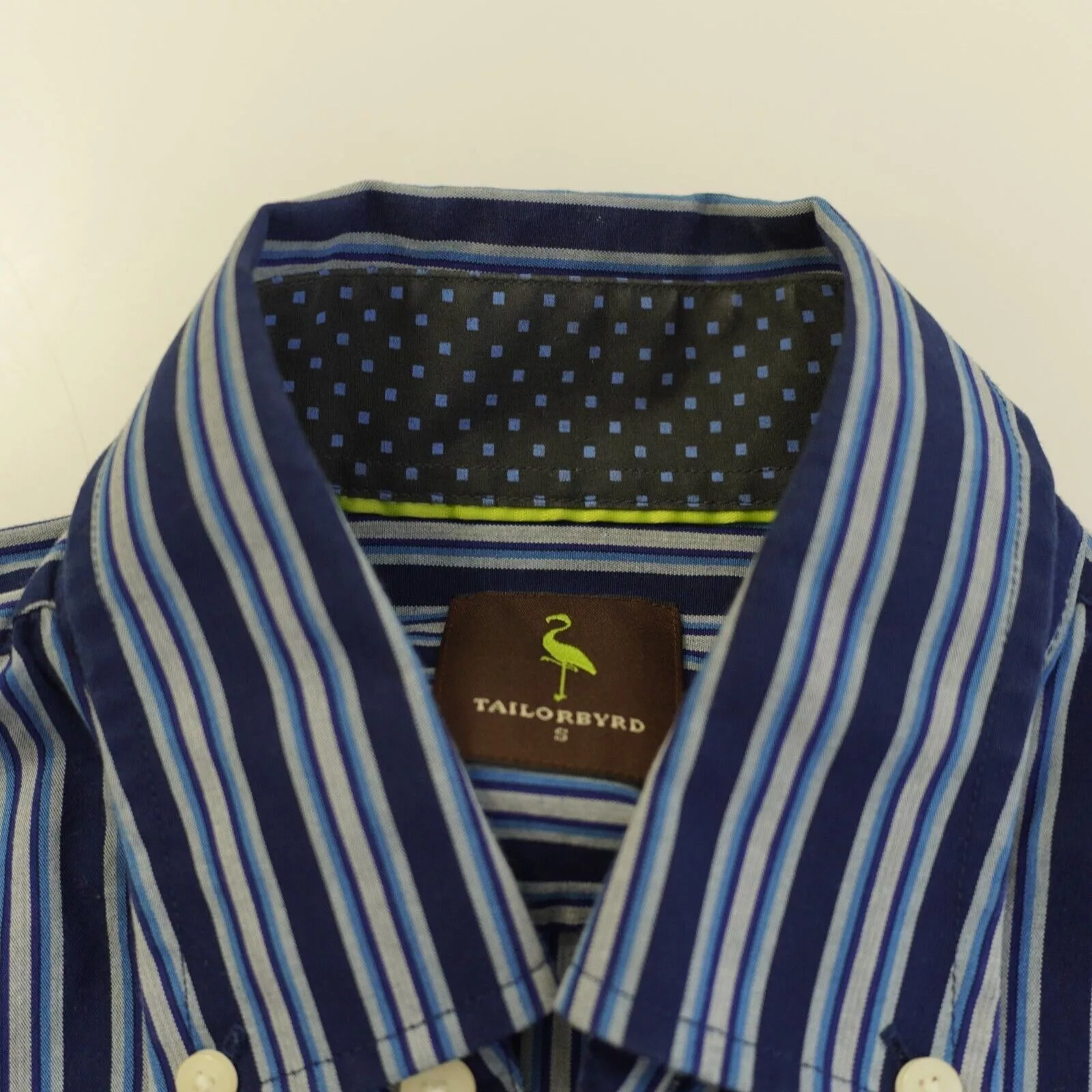 Tailorbyrd Shirts Button Ups Tailorbyrd Blue Striped Flip Cuff Pocket Front Button Down S