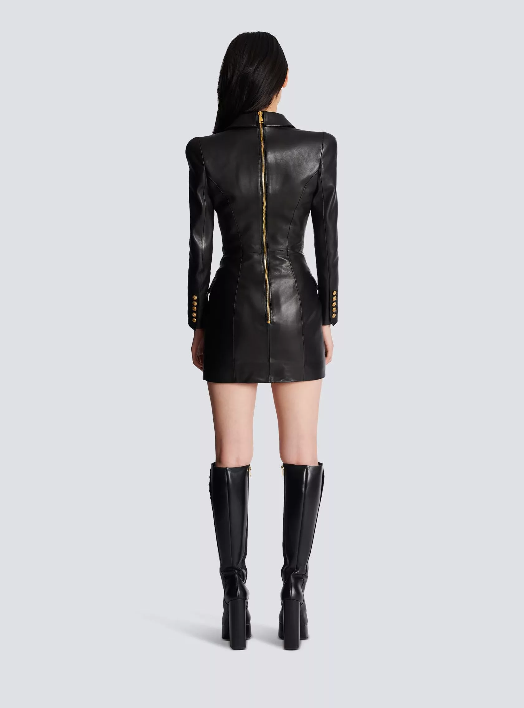 Balmain Mini Dresses Balmain o1w1db10624 Leather Blazer in Black