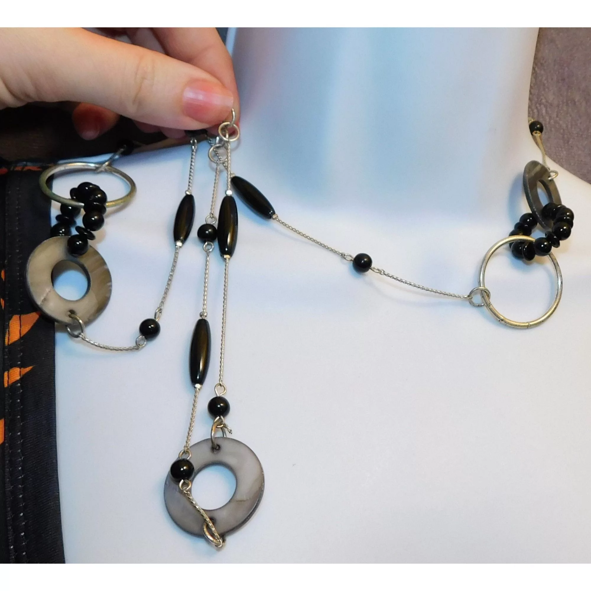 Other Necklaces Other Black And Silver Abstract Necklace Multi