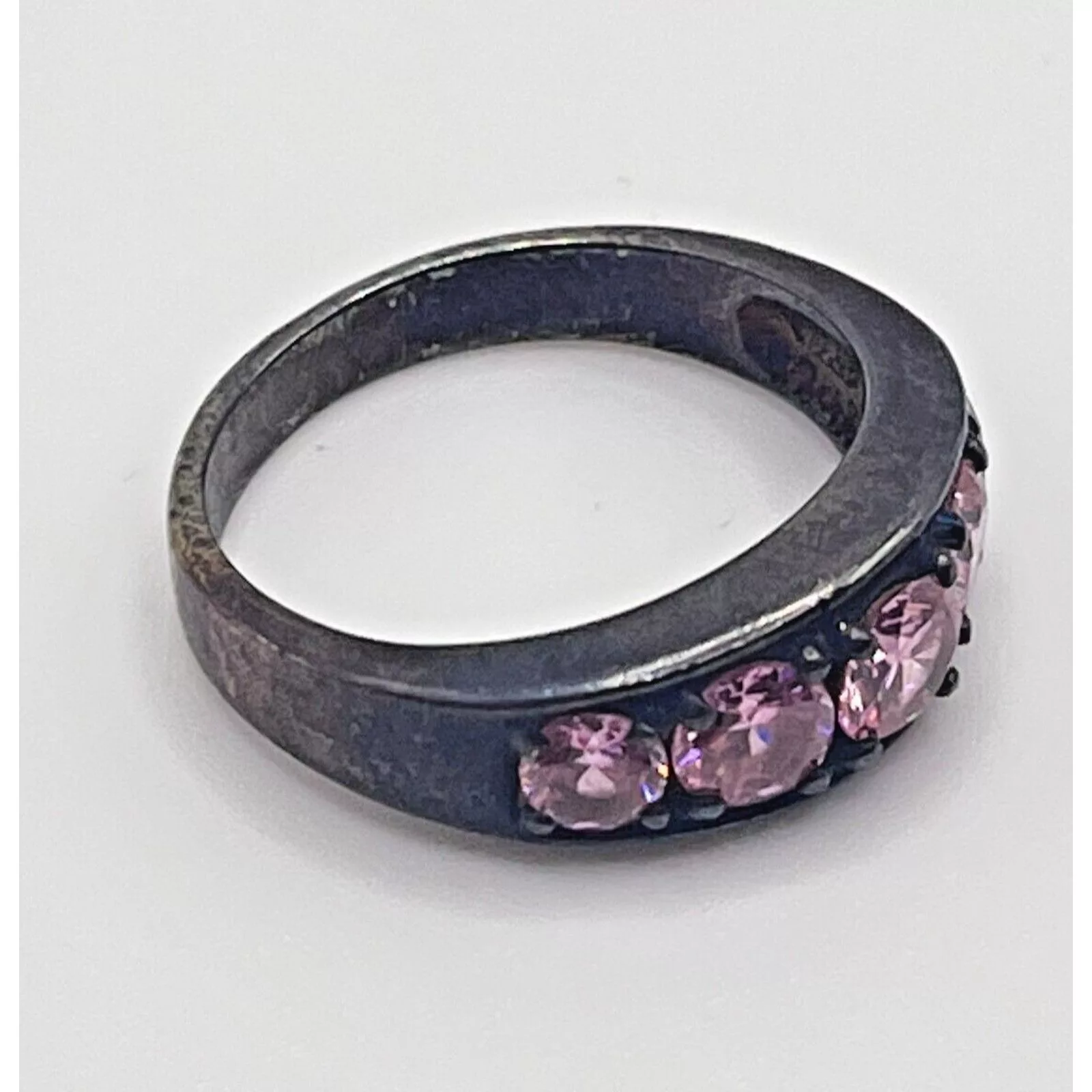 Other Rings Other Pink Sapphire & CZ Accent Sterling Silver Band Ring Size 7.5
