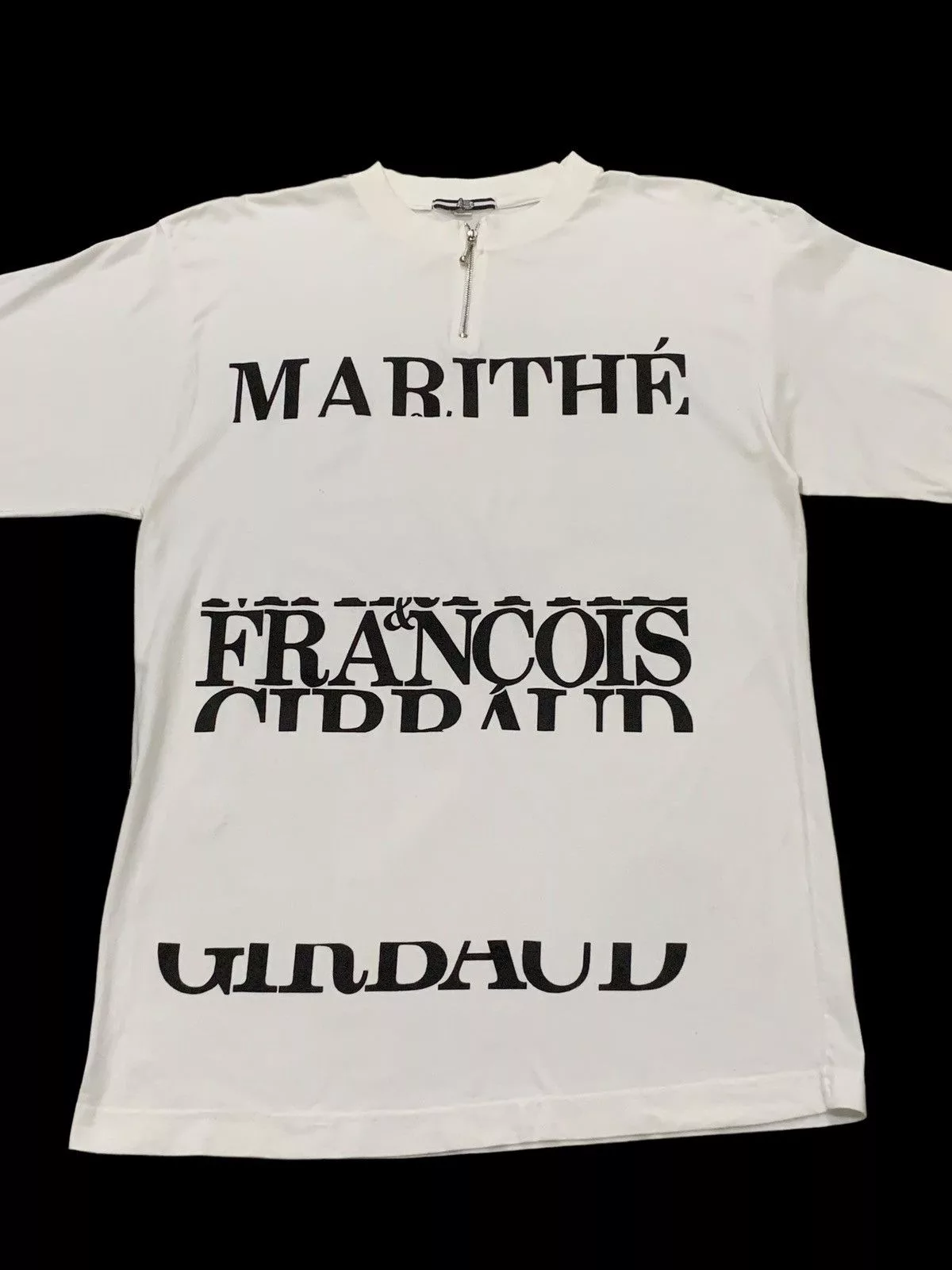 20471120 Short Sleeve T Shirts 20471120 × Marithe + Francois Girbaud Marithe Francois Girbaud Trompeil Zipper Neck TShirt White