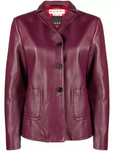 Marni Leather Jackets Marni o1srvl11e0624 Leather Jacket in Rose Pink