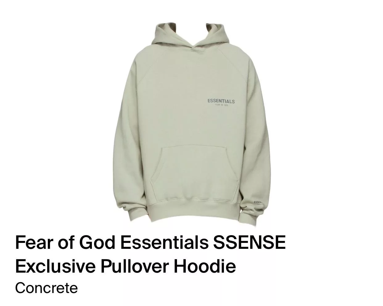 Essentials Sweatshirts Hoodies Essentials × Fear of God Fear Of God Essentials SSENSE Exclusive Hoodie Concrete Green Streetwear