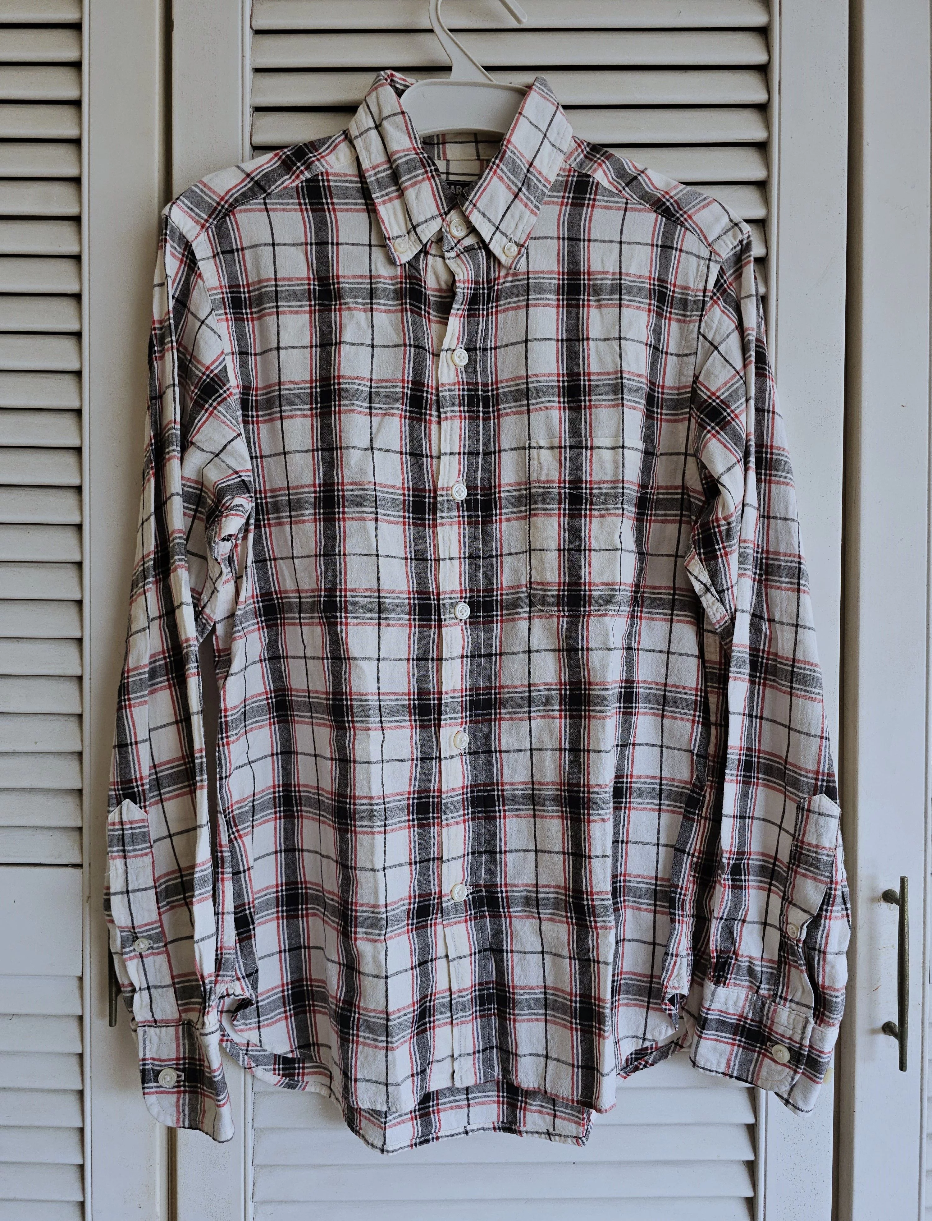 Sugar Cane Shirts Button Ups Sugar Cane Long Sleeve White Checkered