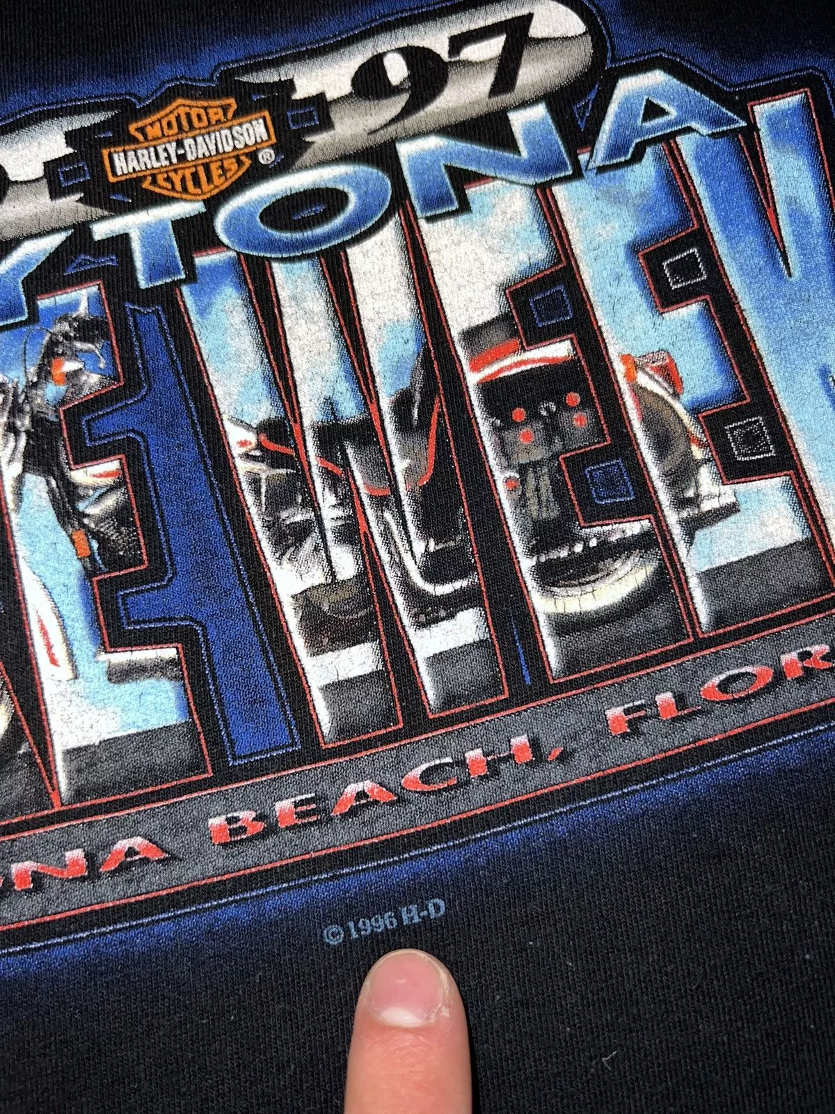 Harley Davidson Short Sleeve T Shirts Harley Davidson × Vintage HARLEY DAVIDSON 1996 VINTAGE DAYTONA BIKE WEEK T-SHIRT TEE Black Streetwear